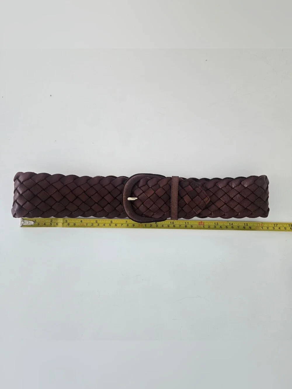 Women's Brown Braided Leather Belt w/ Buckle, Size S Regular